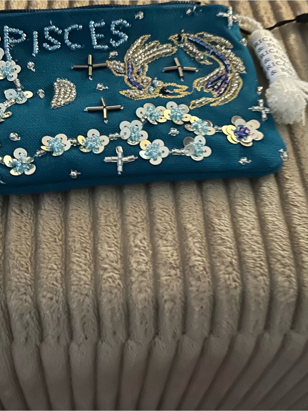 Embellished Blue Pisces Wristlet Clutch